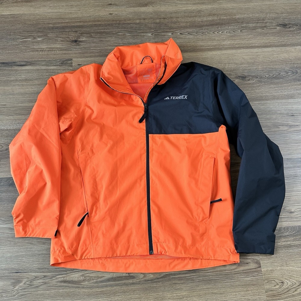 Adidas Terrex Men's Large Multi 2L RAIN.RDY Waterproof Jacket Orange Hooded EUC